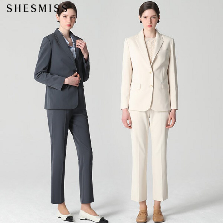 쉬즈미스 2SET 쉬즈미스(SHESMISS)  투버튼 베이직 재킷+스트레이트 슬랙스 2종세트 (택가격:496000원)