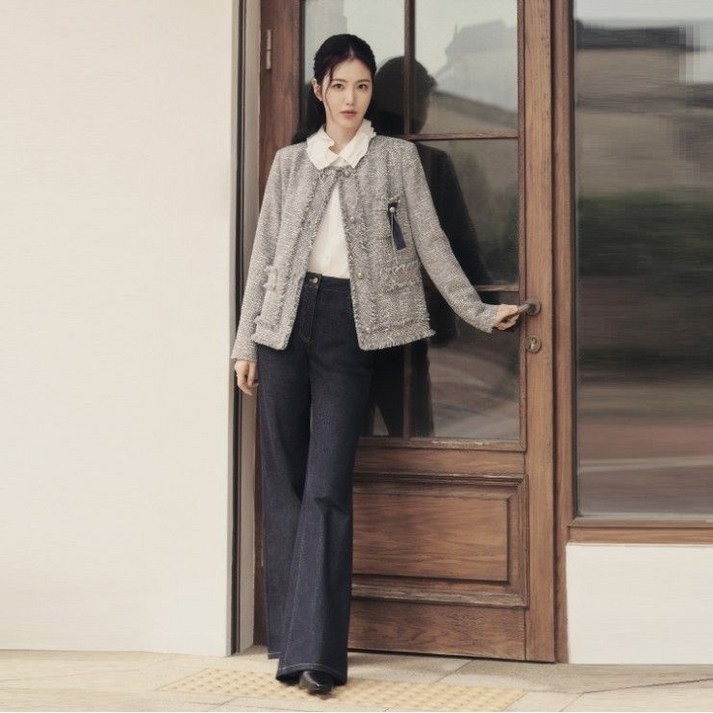 [매장정품] 잇미샤 브로치 포인트 트위드 자켓 봄무드 모던핏