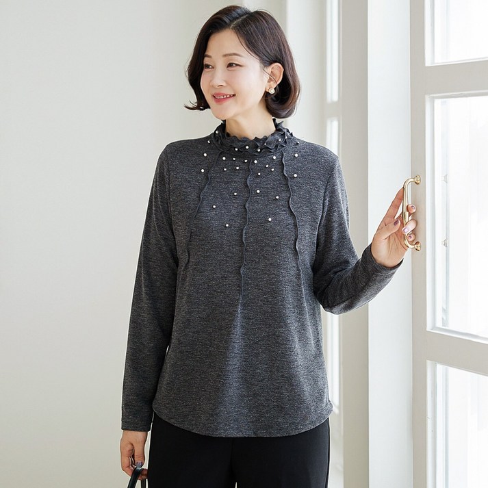 김여사 김여사 빅사이즈 가을99 셔링진주 반목 티셔츠 4TS510413