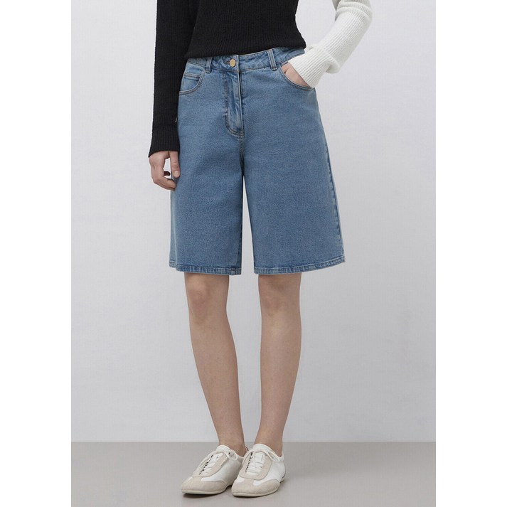 잇미샤 잇미샤  자수 포인트 버뮤다 데님팬츠 ITQ4YDP800DGDG