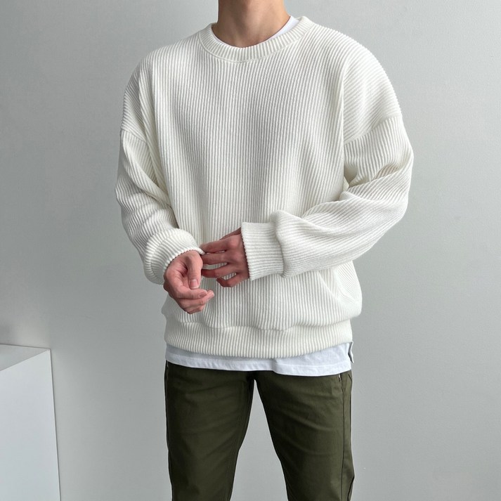 제인드 라운드 맨투맨 남자 세미 오버핏 스웨터 긴팔 이너 티셔츠 봄 가을 겨울 옷 코디 - 투데이밈