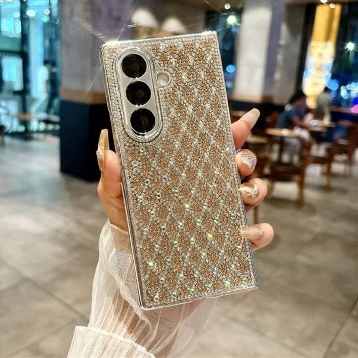 갤럭시 Z폴드 7 6 5 4 예쁜 블링블링 반짝이 큐빅 다이아 데코덴 격자 패턴 슬림 하드 지폴드 제트폴드 폴더 핸드폰 케이스