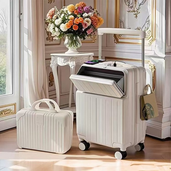 TLOML 캐리어 20인치 레디백 세트 전면 오픈 USB 기내용 대용량 와이드 핸들 캐리어