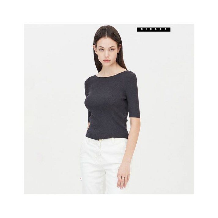 시슬리 백 스쿱 라인 5부 니트 SAKP43431 248476