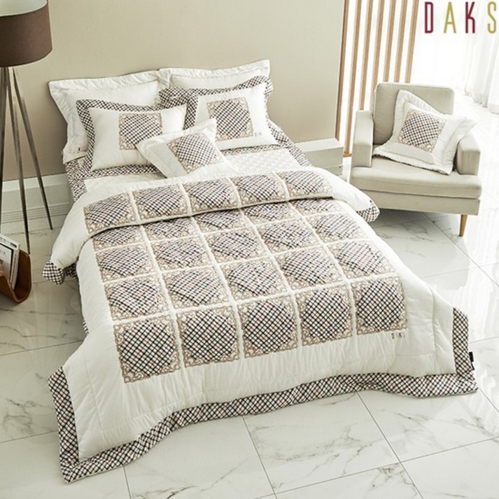 [닥스침구]모달 플리츠 화이트 이불커버 퀸