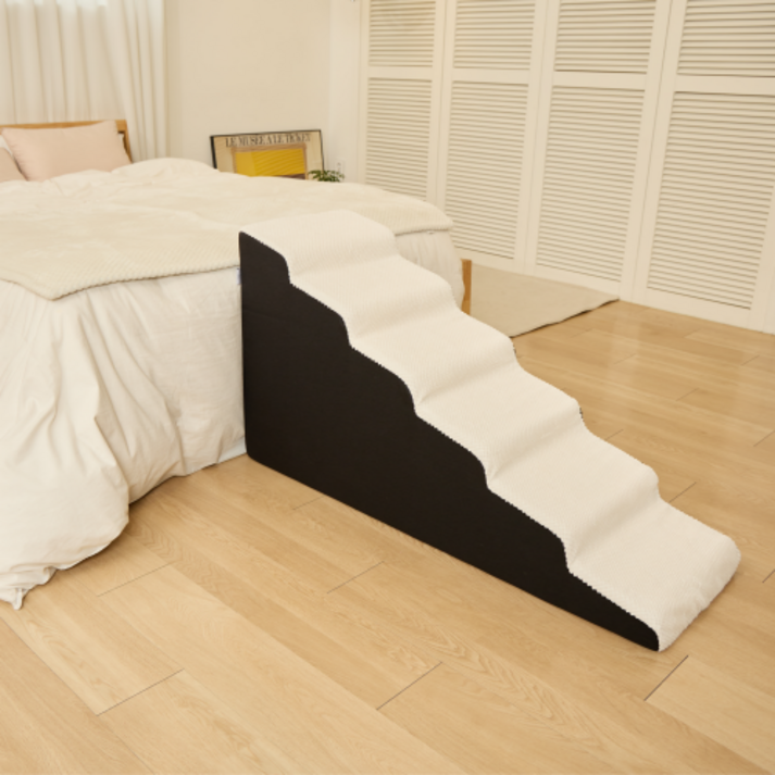 인디우스 반려동물 논슬립 침대 계단 5단 50cm 6단 60cm, 6단 아이보리