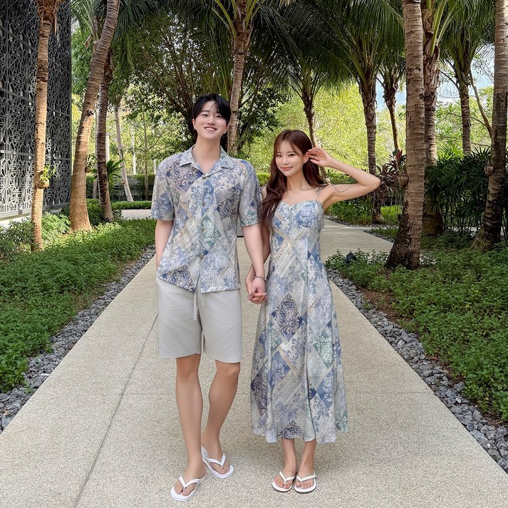 카프리 휴양지커플룩 허니문 하와이안 커플휴양지룩 바캉스 신혼여행 시밀러룩