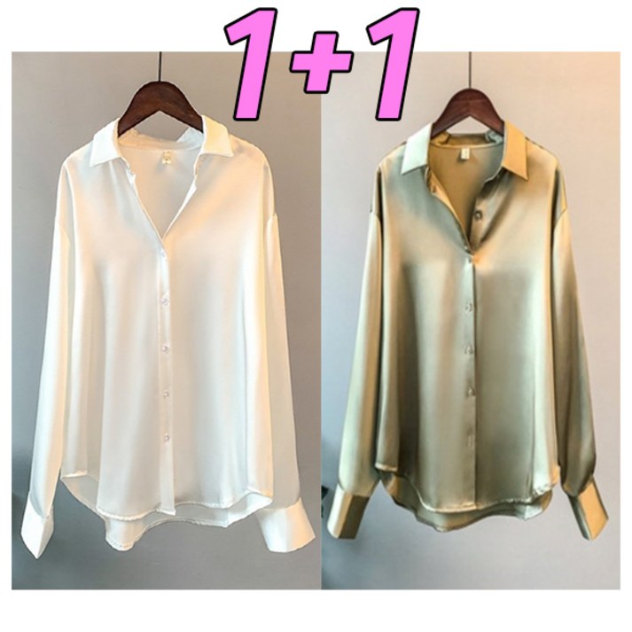 차쿠 여성 새틴 셔츠 골저스새틴 셔츠 블라우스 1+1