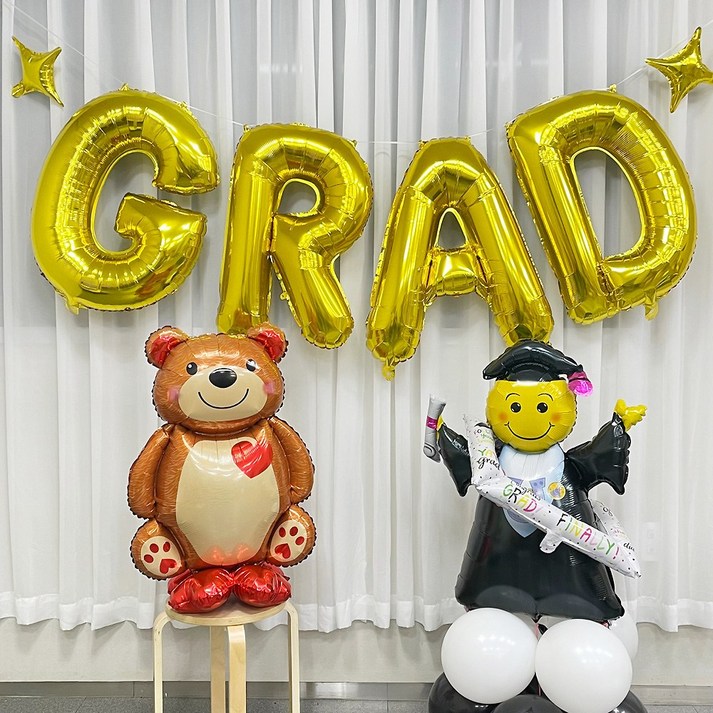 파티앤온 대형 GRAD 이니셜 풍선 졸업 축하 포토존 장식, 기본 파티앤온 대형 GRAD 이니셜 풍선 졸업 축하 포토존 장식, 기본