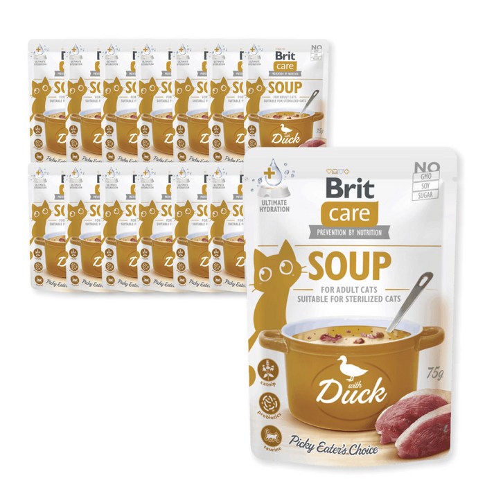 브릿 케어 캣 고양이 신부전예방 음수량 증가 준처방식 드링크 스프, 15개, 75g, 오리