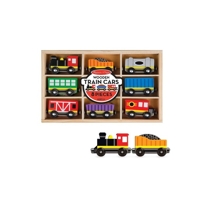 멜리사앤더그 원목기차 자동차(8개) 기차 세트 미국무료배송