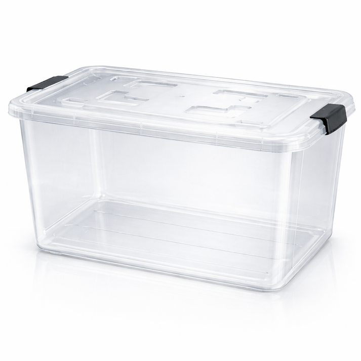 [나코] 플라스틱 바퀴달린 리빙박스 대용량 특대형 무색, 1개, 투명