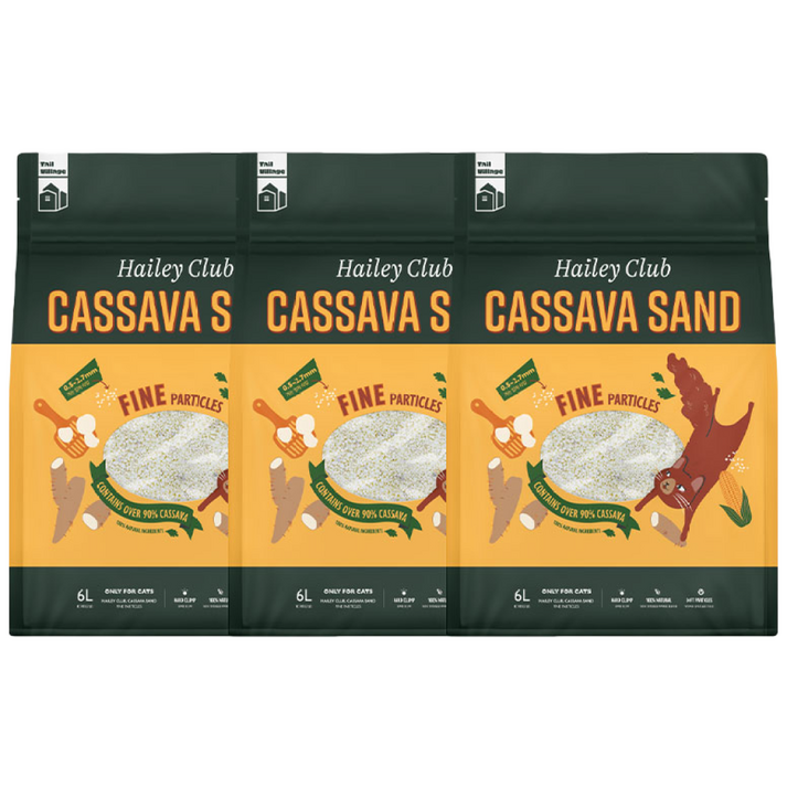 뽀시래기 헤일리클럽 고양이모래 응고형 천연 카사바 가는입자, 무향, 3개, 6L