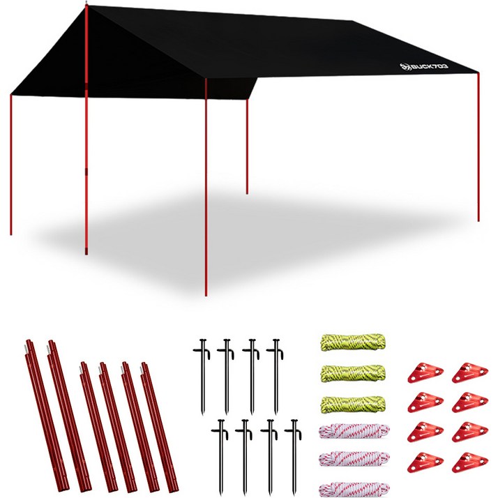 벅703 그늘 암막 타프 특대  폴대  설치도구 세트