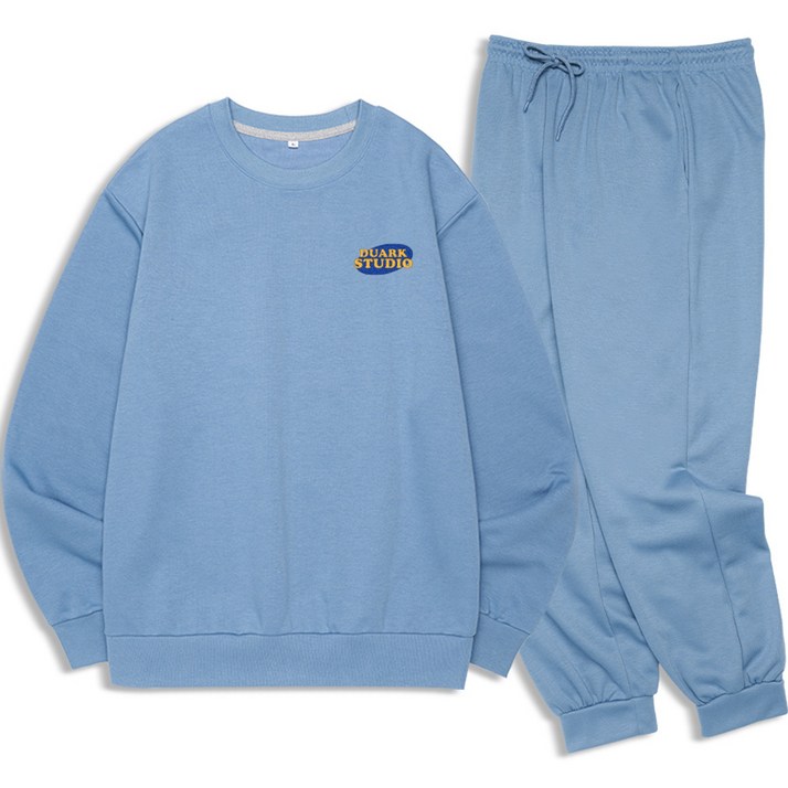 듀아크 남성용 배색 오발 스몰로고 멀티웨어 스웻셔츠 조거팬츠 셋업 세트