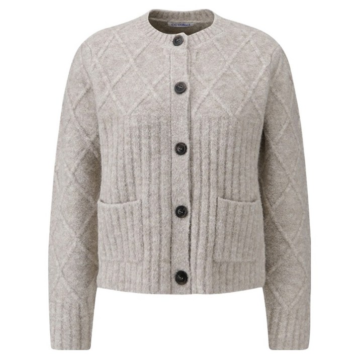 씨씨콜렉트 여성용 울블렌드 텍스처블록 가디건