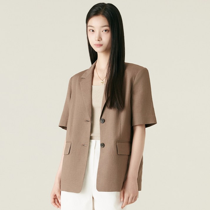 로엠 여성용 린넨 반팔 자켓