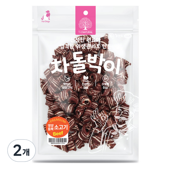더내추럴 강아지 차돌박이 스테이크 간식, 2개, 500g, 소고기