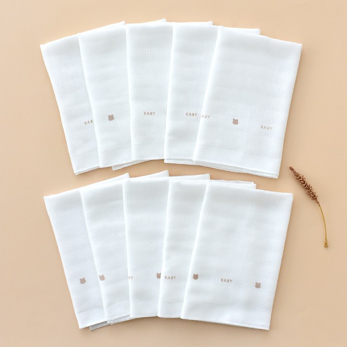 베이비앤아이 유아용 밤부 고미 거즈 손수건 10p