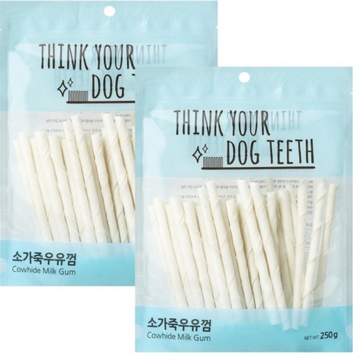 강아지 Think your dog teeth 스틱 소가죽우유껌 250g 44p 2