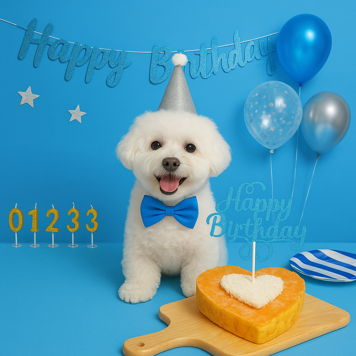 도기머기 강아지 케이크+파티용품 세트, 280g, 1세트, 연어치즈+블루