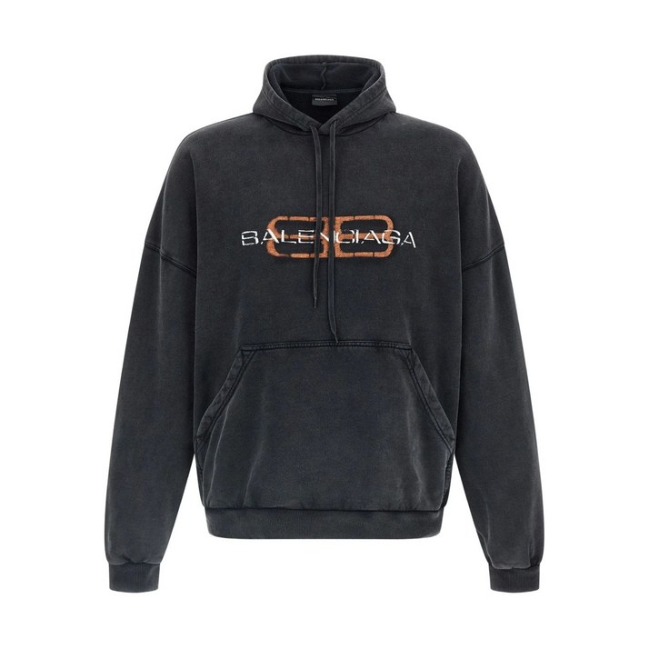 발렌시아가 front-print kangaroo-pocket hoodie