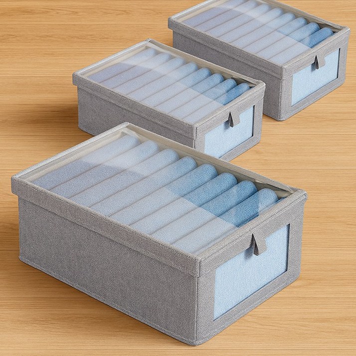 디모어 투명 커버 분리 수납 옷장 다용도 정리함, 3개, 그레이