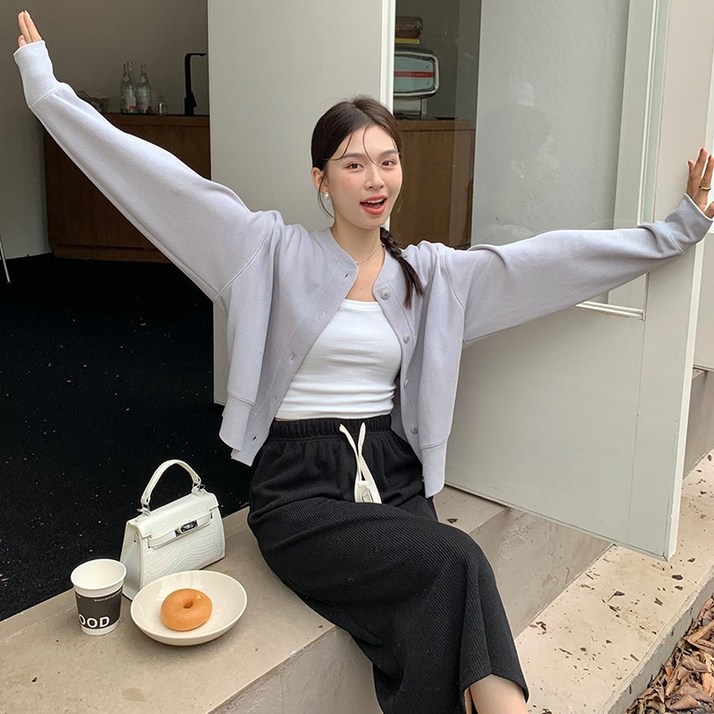 큰귀멍멍 베이직 고급 컴포트 면 캐주얼 여성 카디건