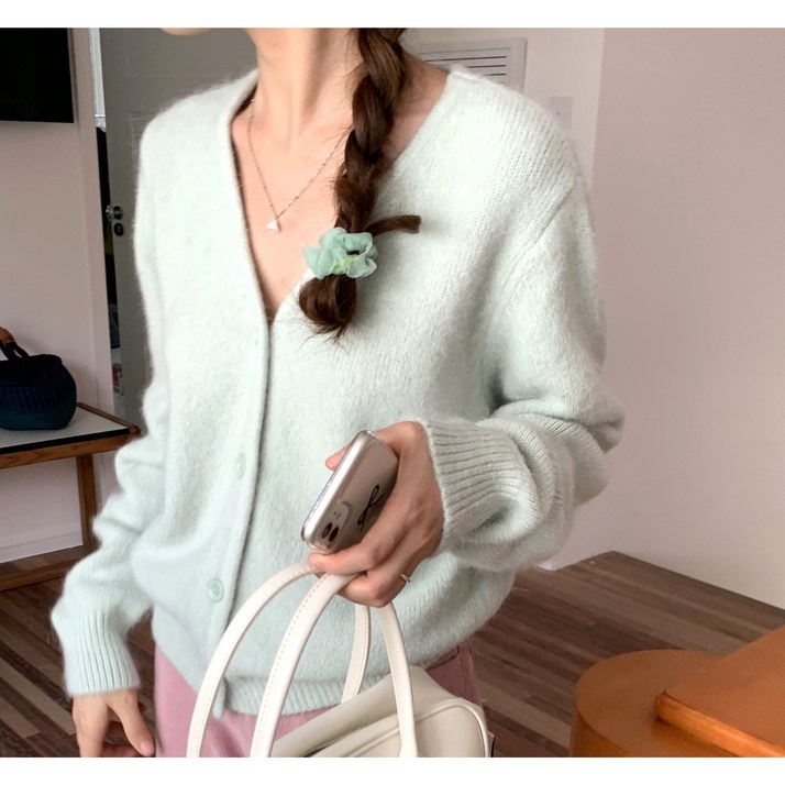 MASUN 캐시미어 브이넥 도톰 니트 가디건