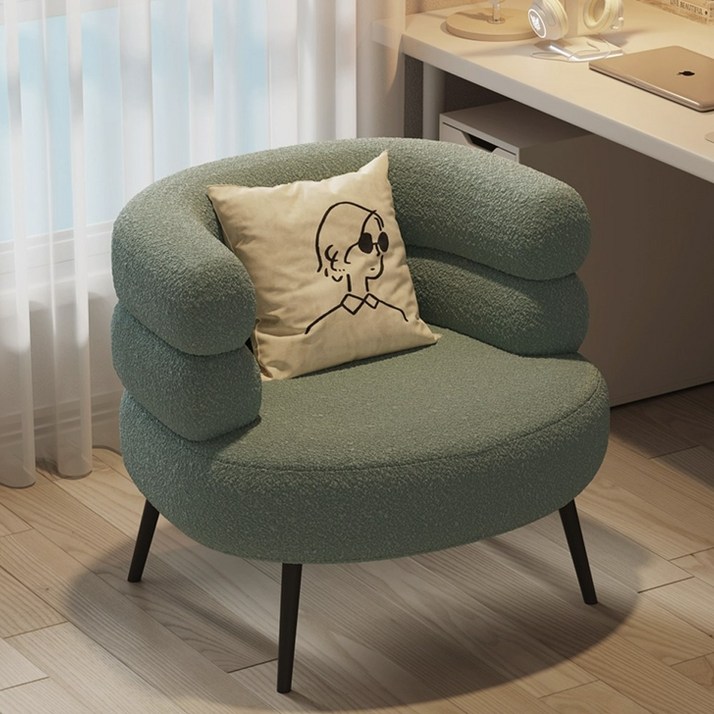 거실 침실 램스울 미니 1인용 소파 의자 화장대 의자 편한 푹신한 의자