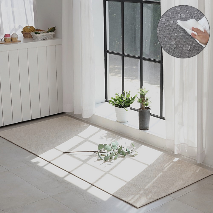 강아지 매트 방수 미끄럼방지 국산 애견매트 복도형 반려동물 먼지없는 사계절사용 거실 러그형 매트, 1개, 베이지