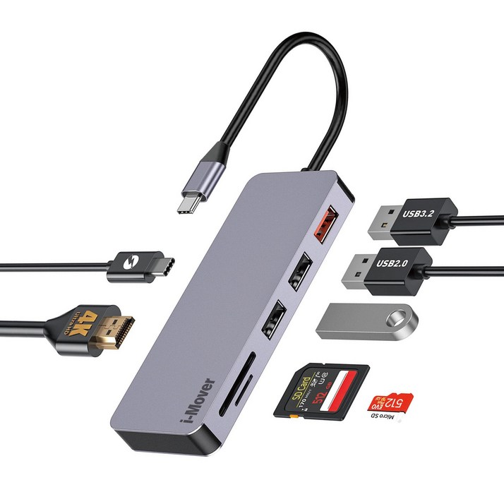아이무버 7IN1 USB C 허브 맥북 노트북 태블릿 4K HDMI PD 고속충전 멀티허브