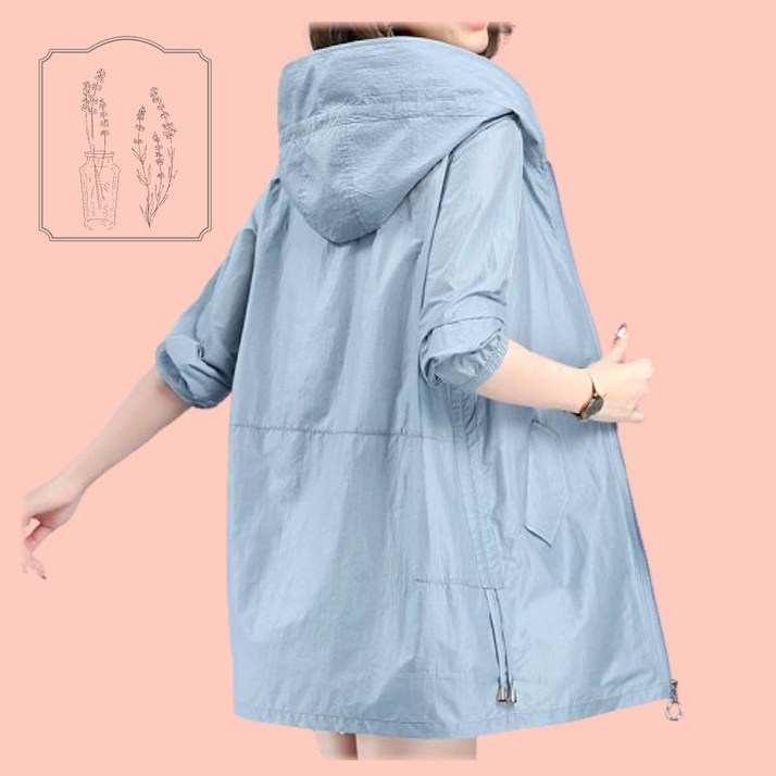 라벤더헤이즈 여자 바람막이 후드 집업 봄 가을 중년 점퍼 빅사이즈 초경량 자켓 살안타템 장마 룩