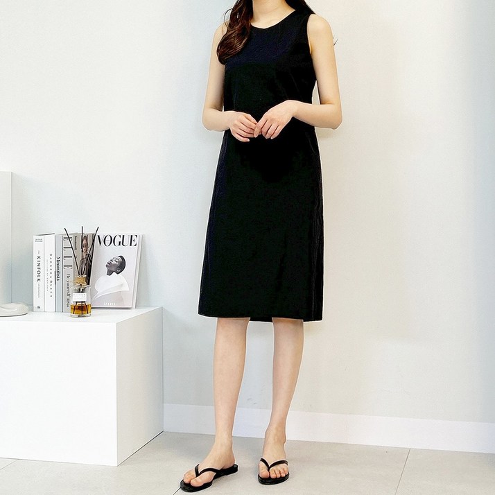 숏롱여성 여름 빅사이즈 로지 바스락 원피스 민소매 나시 롱원피스 S3XL