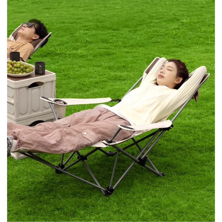 감성 휴대용 캠핑의자 접이식 각도조절 캠핑경량체어 리클라이너 발받침대, 1개