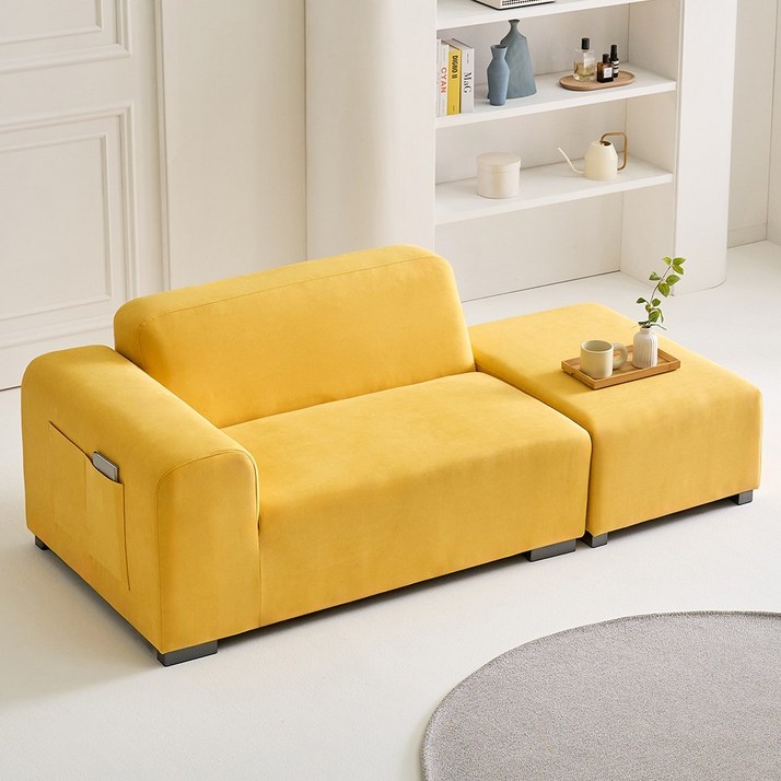 [와우할안 단독특가] 폴리 아쿠아텍스 2인 4인용 패브릭 모듈 소파, 04.폴리 2인소파 머스타드 우형