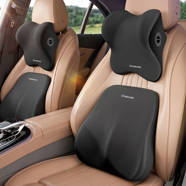 Veralool 차량용 메모리폼 허리쿠션 목쿠션 인체공학적 디자인 통기성 자동차 등받이목베개