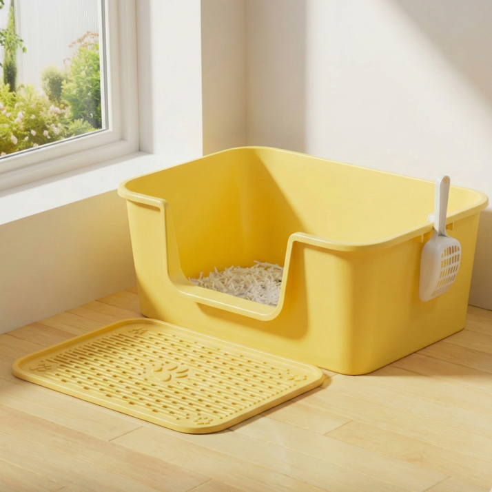 쿠위트 고양이 특대형 화장실 사막화 방지 모래 매트, 1개, 옐로우