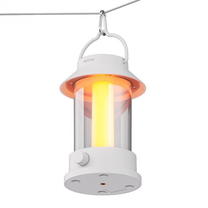 버티탭 캠핑랜턴 텐트조명 LED충전렌턴 감성캠핑랜턴 충전식조명 실내등 감성램프 실외무드등 10000mAh, 화이트, 1개