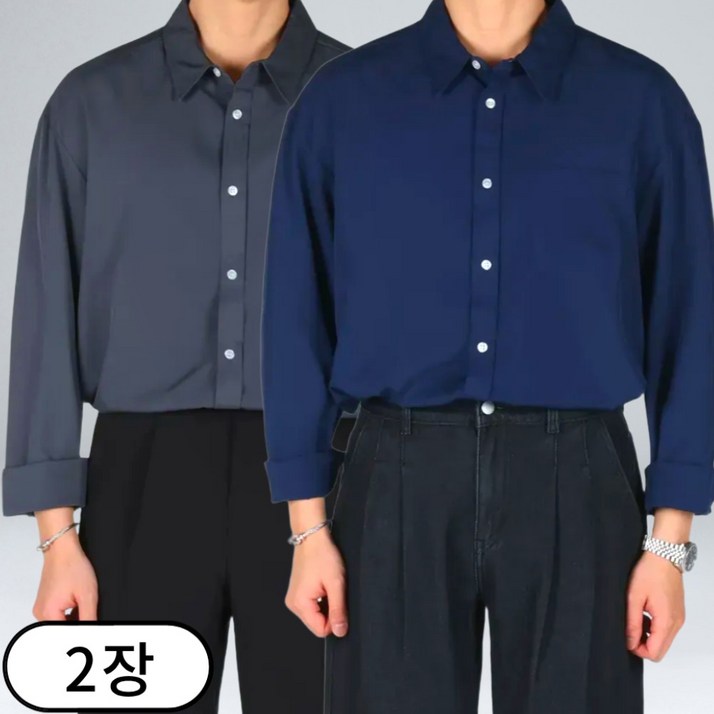 11 남자 링클프리 스판 오버핏 긴팔 셔츠 M5XL 67112