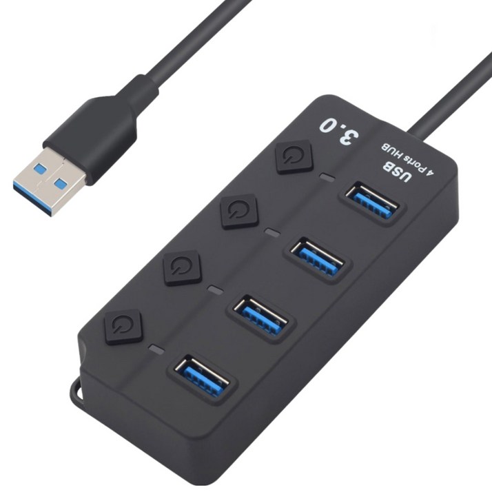 도코니 3.0 USB 허브 4포트, 블랙 USB 3.0, 1개