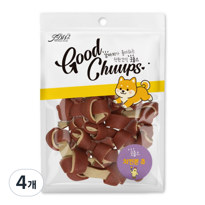 굿츕스 12 스마트본 치석제거 간식, 4개, 200g, 치킨