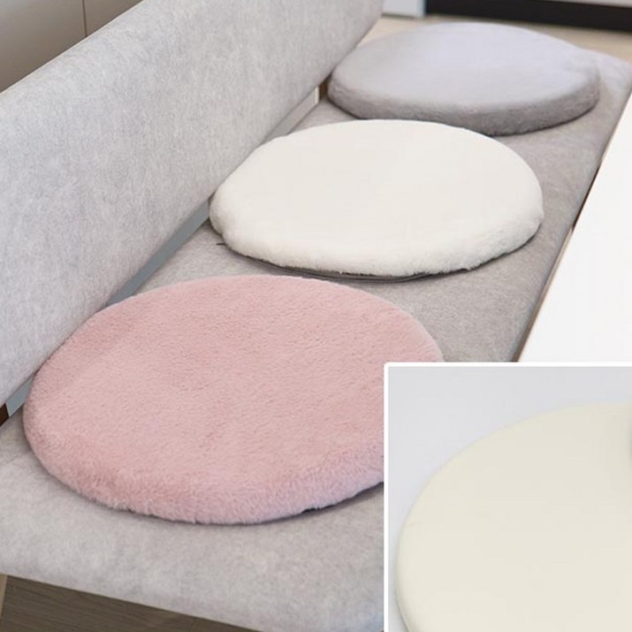 동그란 카페 원형 푹신한 퍼 인테리어 거실 식탁의자 좌식 방석 메모리폼 둥근 겨울 털 쿠션