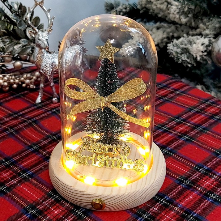 크리스마스 LED 노엘 유리 돔트리 무드등 DIY 셀프 장식 소품 공방 클래스 선물 만들기 재료, 단품