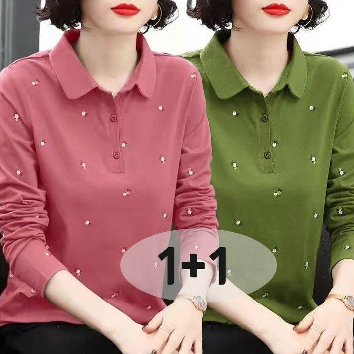 JUSTFEELING 11 중년 여성 루즈핏 터틀넥 긴팔티 카라 긴팔 티셔츠 4050대 편한 엄마옷 맨투맨 상의 빅사이즈 M5XL