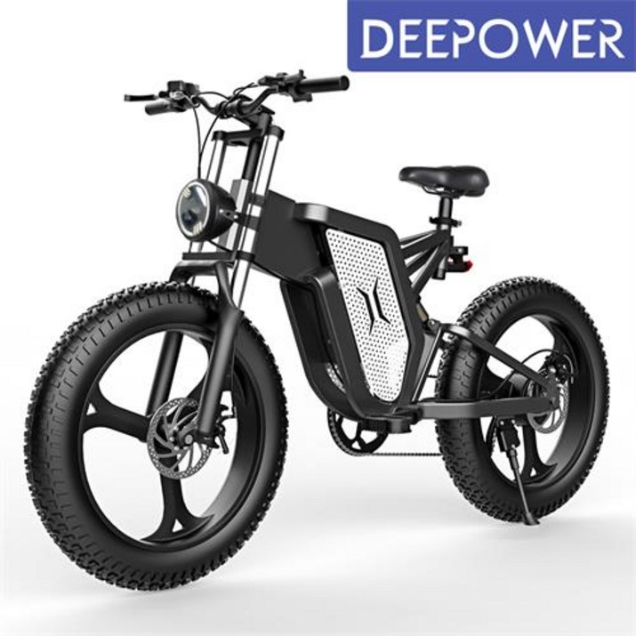 2022년 DEEPOWER 2000W 48V 25Ah 최신형 전기자전거 MTB 산악 자전거 20인치 팻바이크 7단 변속, 블랙 + 실버 6502717044