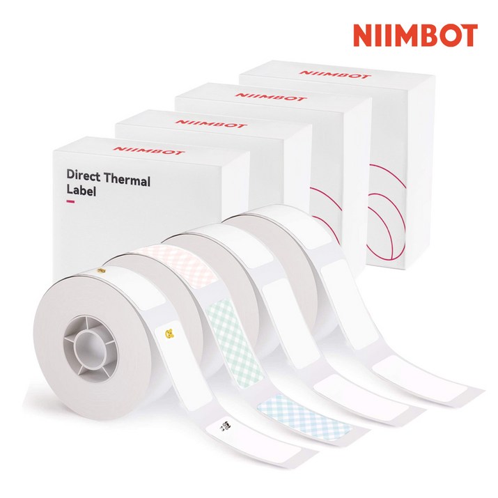 시노링크 프리픽 라벨지 세트 NIIMBOT D11 D110 D101 H1S 님봇 라벨프린터 전용, D03. 화이트x2복합 4롤세트
