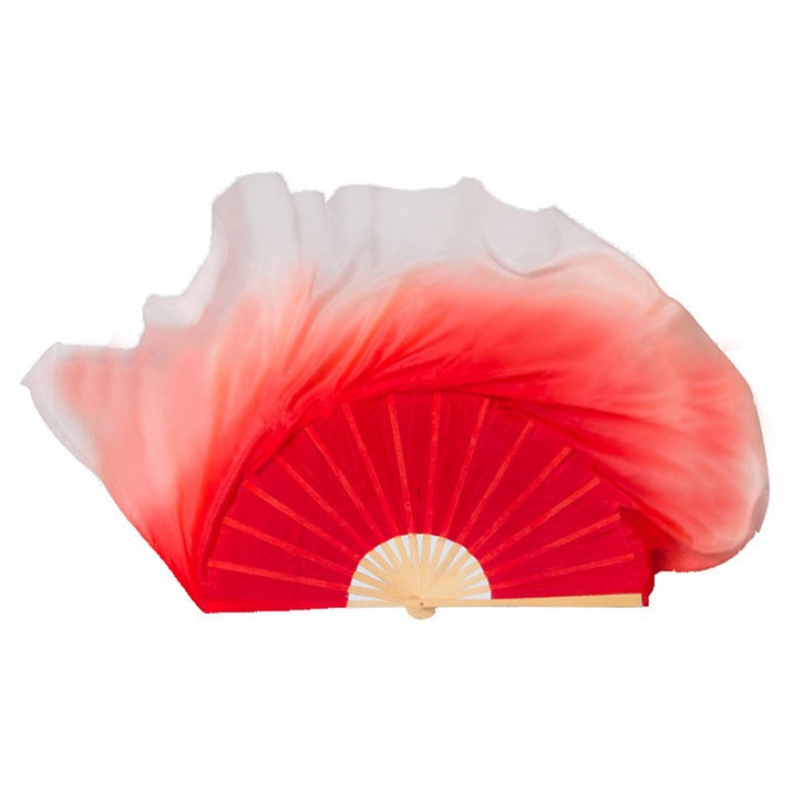 마켓피아 레드 그라데이션 전통 실크 너슬 무용 부채  10cm