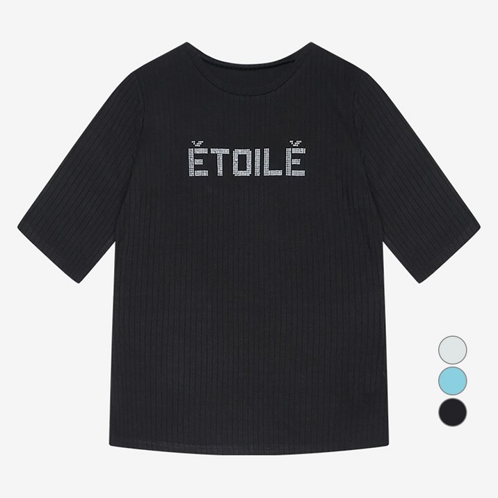 베스띠벨리 여성용 비즈 글리터 레이온 반팔 티셔츠 BKIBD9803