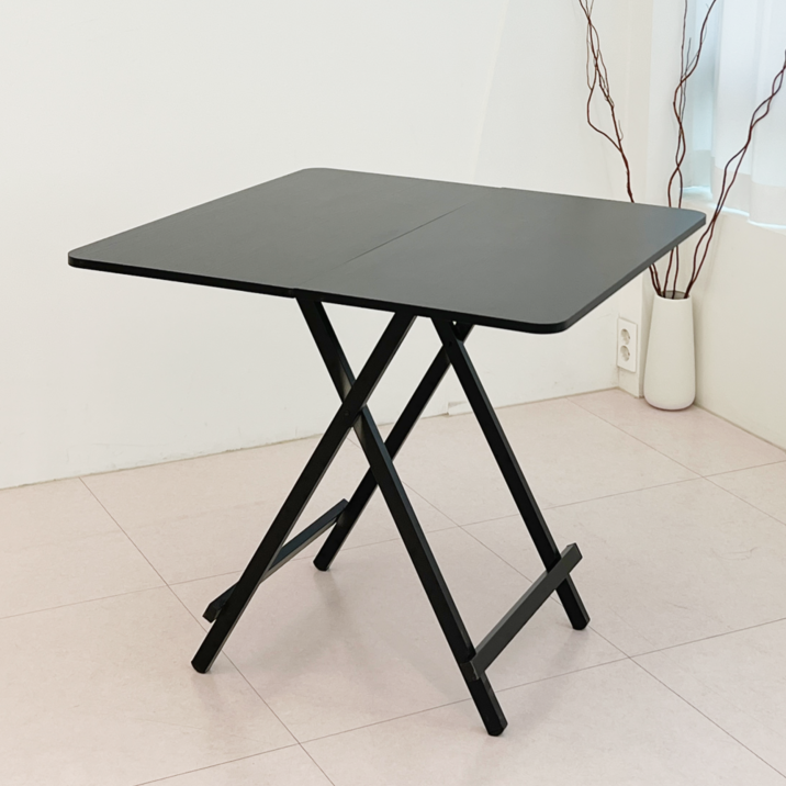 오브민 LPM 접이식 테이블 사각 식탁 800, 블랙, 4인용